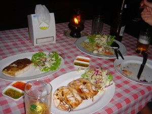 夕食はシーフード